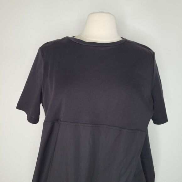 COS Black Short Sleeve Mini Dress Size M Asymmetrical Pockets Front Pleat - Picture 11 of 14